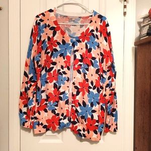 Woman Within Floral Multicolored Cardigan Sweater Size 14/16